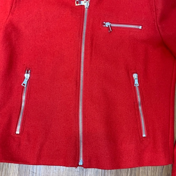 Gap Red Wool Blend Moto Jacket - Picture 2 of 8